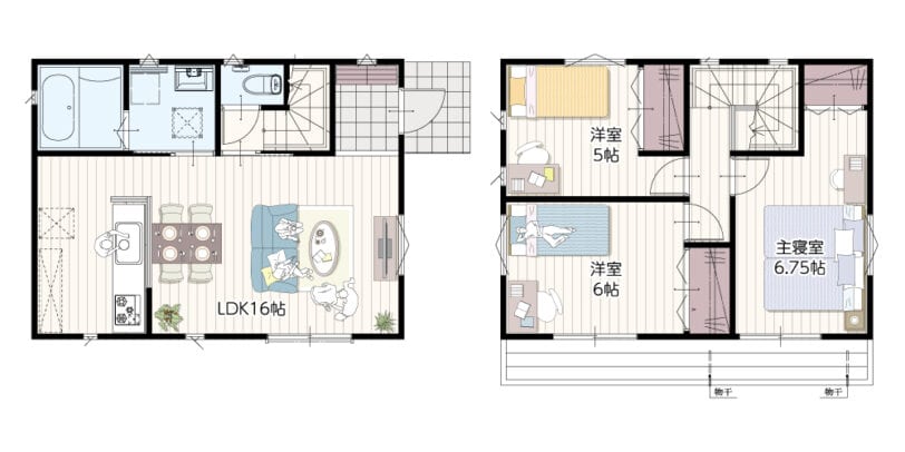 アイダ設計999万円の家2階建て間取り一例