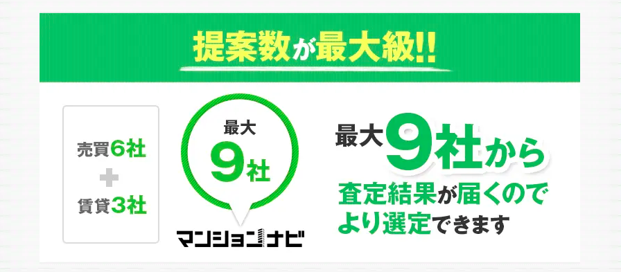 マンションナビは最大9社に査定が可能